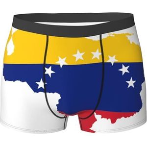 ALLiYa Duitsland Vlag Mannen Platte Hoek Ondergoed (Meerzijdig) Leggings Mannen Elastische Platte Hoek Shorts, Vlag van Venezuela, M