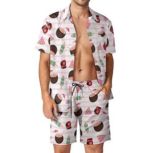 Zomer patroon met camera mannen Hawaiiaanse bijpassende set 2-delige outfits button down shirts en shorts voor strandvakantie