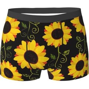 DEXNEL Heren ondergoed boxerslips zacht ademend ondergoed 1pack, bloemen zonnebloem, Zwart, XXL
