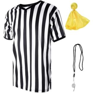 BOSREROY Sportkostuum Kleding Halloween Kostuum Kit - Scheidsrechter Shirt voor Kinderen, Voetbal Basketbal Streep Outfit