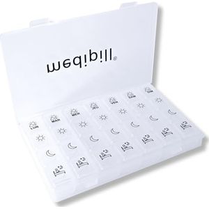 MEDIPILL - MED-BOX28-TT - Pillendoos - Transparant - 7 Dagen - 28 Vakken