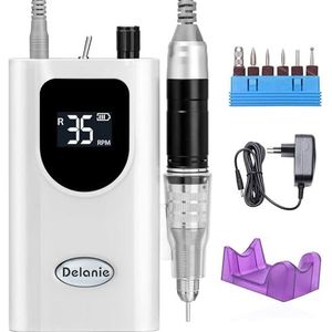 Delanie Professionele Nagelboor, Elektrische nagelboren set voor Manicure en Pedicure, Draagbaar en Oplaadbaar, 35.000 RPM, Regelbare Snelheid met LED-display
