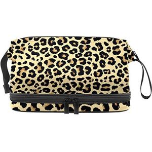 Grote capaciteit reizen cosmetische tas,Make-up tas,Waterdichte make-up tas Organizer, Luipaard patroon, Meerkleurig, 27x15x14 cm/10.6x5.9x5.5 in