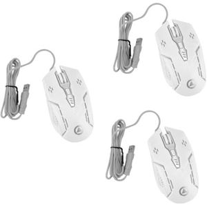 LODDEYEE 1 st bedrade muis G5 versieren witte abs USB (kleur: wit 3 stuks, maat: 12 x 6,6 cm x 3 stuks)