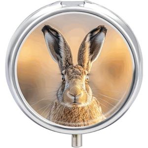 Een Bruine Haas Ronde Pillendoos 3 Compartiment Geneeskunde Pil Organizer met Spiegel Reizen Kleine Pil Case Leuke Vitamine Organizer Draagbare Dagelijkse Pil Container voor Pocket Purse