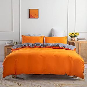 Dekbedovertrek 200x200,Nordic Dekbedovertrek Set Effen Kleur Mash Up Oranje/Grijs Dekbed Set Modern Eenvoudige Stijl Omkeerbaar Beddengoed Set Dubbel/Kingsize Huishoudtextiel Beddengoed,Dubbel