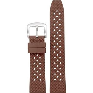 Quick Release Fluoro Rubber Horlogeband Waterdicht Heren for Seiko for Breitling for IWC Zwart Quick Release Horlogeband Stomatal Band (Color : Brown-silver pin, Size : 20mm)