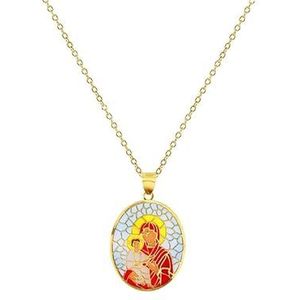 ynxpy Religieuze Maagd Maria halsketting retro, kleurrijke druppel pauwenhanger koorkraagketting ter bescherming van de kleur