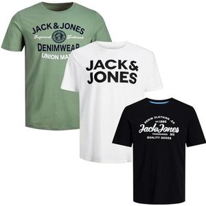 JACK & JONES Heren T-shirt 3-pack ronde hals Jam14 Tee Shirt S, M, L, XL, XXL, Pakket van 3 grote maten # 82, 8XL