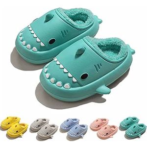 Shark Slides Winter, Fluffy Plush Shark Slides, Winter Shark Slides Nonslip Soft Comfy Cloud Shark Slippers (40/41 EU, Green)