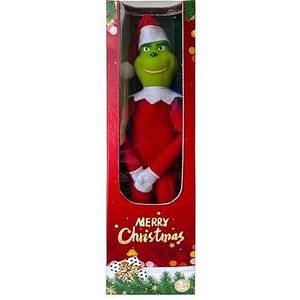 ZONEWD Grinch Figuur poppen 32 cm Groen Elf Kerstversiering Vrolijk Kerstmis Grinch Gevulde Plushies Kerstmis Elf Ornament Voor Thuis Kerstdecoratie