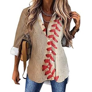 Vintage honkbal sport bal vrouwen casual shirt button down lange mouw V-hals blouses tuniek voor leggings