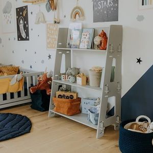 Montessori planken Speelgoed opbergschap voor kinderen Kinderkamerplanken Kinder speelgoedplank, Kinderkamer meubilair (Grijs)