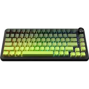 QPSJXN Mechanisch bluetooth-toetsenbord met drie modi, 75 aanpasbare gaming-toetsenbord met zijdelings gesneden design (Fresh en Groen)