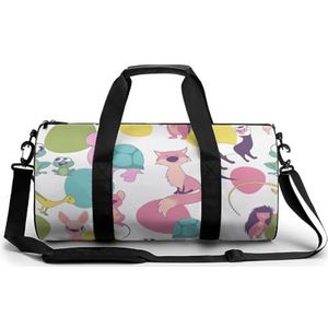 Leuke Cartoon Stijl Dieren Draagbare Gym Bag voor Vrouwen En Mannen Reizen Plunjezak voor Sport Print Gymbag Grappige Yoga Tas