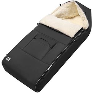 Monzana Babyvoetenzak reflectorstrepen ritssluiting hoofdeinde weerbestendig tas antislipnoppen kinderwagen wintervoetenzak 90x60cm grijs