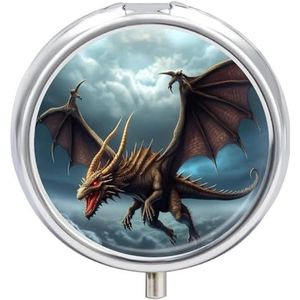 Flying Dragon Pill Box PortablePill Organizer Reizen Pillencase voor Pocket of Portemonnee Medicijn Pil Container met Spiegel 3 Compartimenten Dagelijkse Medicine Organizer