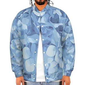 Blauwe Hidrangea Grappige Mannen Baseball Jacket Gedrukt Jas Zacht Sweatshirt Voor Lente Herfst