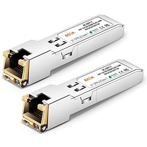 6COMGIGA 10/100/1000BASE-T SFP RJ45 koper, 1.25G Module Transceiver voor Cisco GLC-T/SFP-GE-T/GLC-TA, Mikrotik S-RJ01, tot 100m [2 stuks]