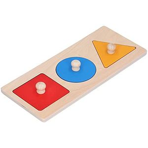 Montessori Houten Puzzel, Board Matching Games Houten Sorteren Stapelen Speelgoed voor Vroegschoolse Educatie (Driekleurige geometrische panelen)