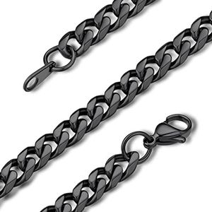 GoldChic Jewelry 6mm Uniseks Curb Link Chain, zwarte ketting