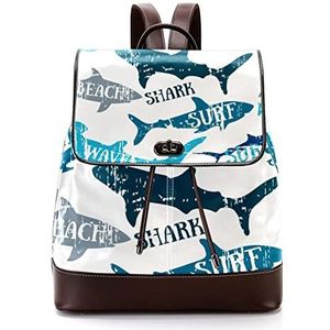 Sharks Surf White Gepersonaliseerde Schooltassen Boekentassen voor Tiener, Meerkleurig, 27x12.3x32cm, Rugzak Rugzakken