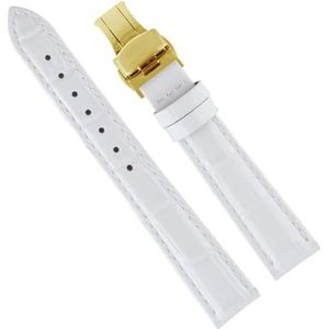 dayeer Dames lederen horlogebanden voor PP Horlogeband voor Omega Horlogeband voor Tissot Lady-armband (Color : White gold, Size : 17mm)