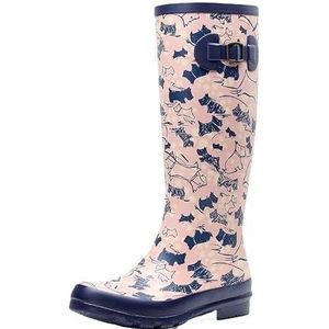 Tuinschoenen for dames, waterdichte regenlaarzen for dames - comfortabel interieur, brede kuitlaarzen for dames - gemakkelijk aan en uit te trekken(Rubeer rainboots_35)