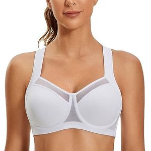 SYROKAN High Impact sportbeha voor dames met beugel en verstelbare bandjes wit 80D