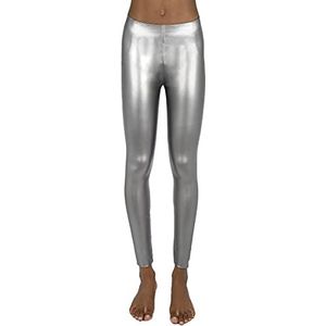 JOPHY & CO. 9806 Damesleggings, bi-elastisch, kunstleer, matte kleuren, Zilver, M