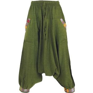 Guru-Shop, Harembroek, Aladdin-broek Nepalees, Olijfgroen, Katoen, Size:38, Harembroek Aladdin-broek
