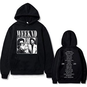 OUHZNUX Hoodie met zak The Weeknd Dubbelzijdige Print Hoodie Mannelijke Casual Losse Streetwear Heren Hoodies Mannen Vrouwen Vintage Hip Hop Harajuku Sweatshirt XS-4XL-Zwart||XS