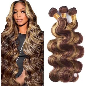 Jucames Body Wave Human Hair Extension Weave 3 Bundles Menselijk Haar Remy Double Weft Color Highlight Blonde for Woman 22 24 26 Inch