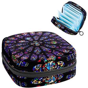 Maandverband Opbergtas,Draagbare maandverband Opbergzak,Vensterglas gekleurd, Meerkleurig, 4.7x6.6x6.6 in/12x17x17 cm