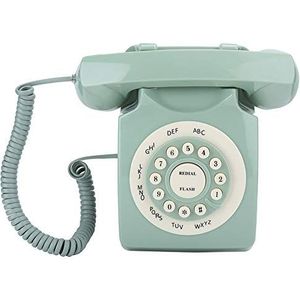 Groene vintage telefoon, klassieke oude stijl retro vaste telefoon, bedrade Europese telefoon met grote knoppen voor thuisbureau decoratie