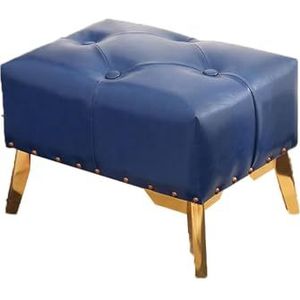 Voetenbank Kleine lederen kruk voetenbank Luxe retro draagbare kruk Lage kruk Veranda Schoenwisselkruk for gang Creatieve kruk Lounge(Blue)