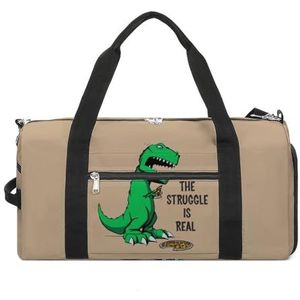 Dinosaurus Pizza Travel Gym Tas met Schoenen Compartiment En Natte Pocket Grappige Tote Bag Duffel Bag voor Sport Zwemmen Yoga