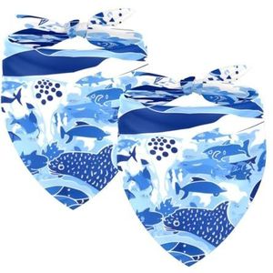 2 Stuks Hond Bandanas Bruiloft Foto Prop Slabbetjes Huisdier Accessoires Huisdier Sjaal Kat Bandana Voor Honden Puppy, Abstract Blauw Kunst Sch