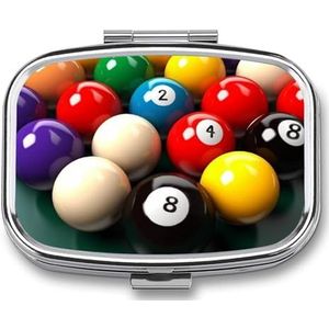 Kleur Biljart Pil Organizer Vierkante Geneeskunde Case met Spiegel Dagelijkse Pil Dozen voor Portemonnee Mini Medicijn Opslag Container Doos Compacte Pillenhouder voor Vitamines