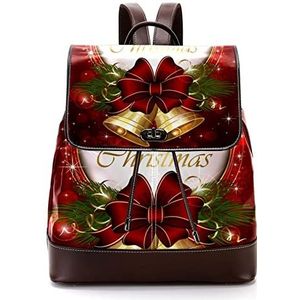 Kerst gouden bel met rode boog gepersonaliseerde casual dagrugzak tas voor tiener, Meerkleurig, 27x12.3x32cm, Rugzak Rugzakken