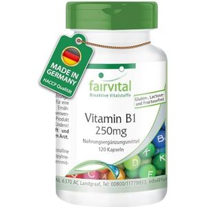 Fairvital Vitamine B1(thiamine) 250mg - 120 capsules - getest op kwaliteit en hoge dosering - 100% veganistisch - Made in Germany
