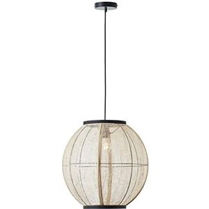 BRILLIANT lamp, Tanah hanglamp 47cm zwart/naturel, 1x A60, E27, 42W, kabel is in te korten/in hoogte verstelbaar