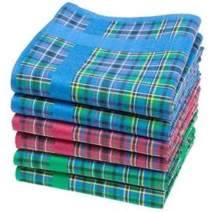 Zakdoeken van Schotse stof - 100% katoen - 6 stuks, Meerkleurig, Grand 40cm