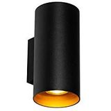 QAZQA - Design wandlamp zwart met goud - Sab | Woonkamer | Slaapkamer | Keuken - Aluminium Cilinder - GU10 Geschikt voor LED - Max. 2 x 50 Watt