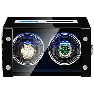 Bekijk Watch Winder Box met ultrastille motor, 15 verstelbare modi, LED-verlichting en touchscreen, pianoafwerking met houten omhulsel, flexibel horlogekussen