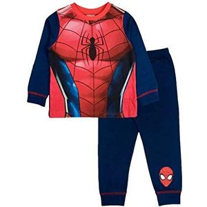 Jongens Spiderman Pyjama Marvel 2 3 4 5 6 7 8 Jaar, Blauw/Rood/Veelkleurig, 7-8 jaar