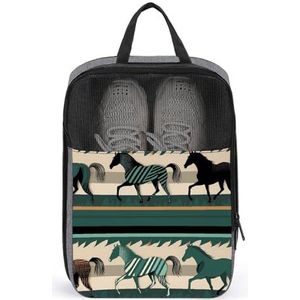 Reisschoenen Carrier, Paardenstrepen Patroon Print Draagbare Schoenentas Draagbare Schoenentas Multifunctionele Schoenentas Ruimtebesparende Schoenentas, stijl, One Size, Modern, Stijl, Eén maat,