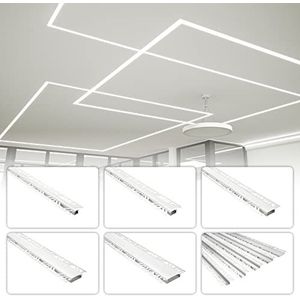 Hexim LED aluminium profielen gipsplaten profiel 12mm diep incl. afdekking verschillende breedtes - (10 meter, 12 mm lichtbreedte) kabelgoot gipsplaten plafond LED Stripes
