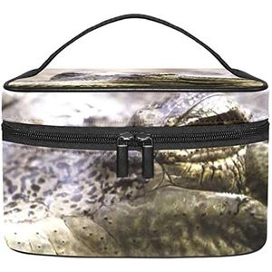 Make-up Organizer Bag, Reizen Make-up Tas Organizer Case Draagbare Cosmetische Tas voor Vrouwen en Meisjes Toiletries Wild Aniaml Crocodile Alligator, Meerkleurig, 22.5x15x13.8cm/8.9x5.9x5.4in