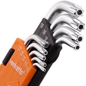 MIVOS Set 9 Torx-sleutels T10-T50 – ster – lang – Torx-set in houder – chroom-vanadium-staal – hardheid: 52-56